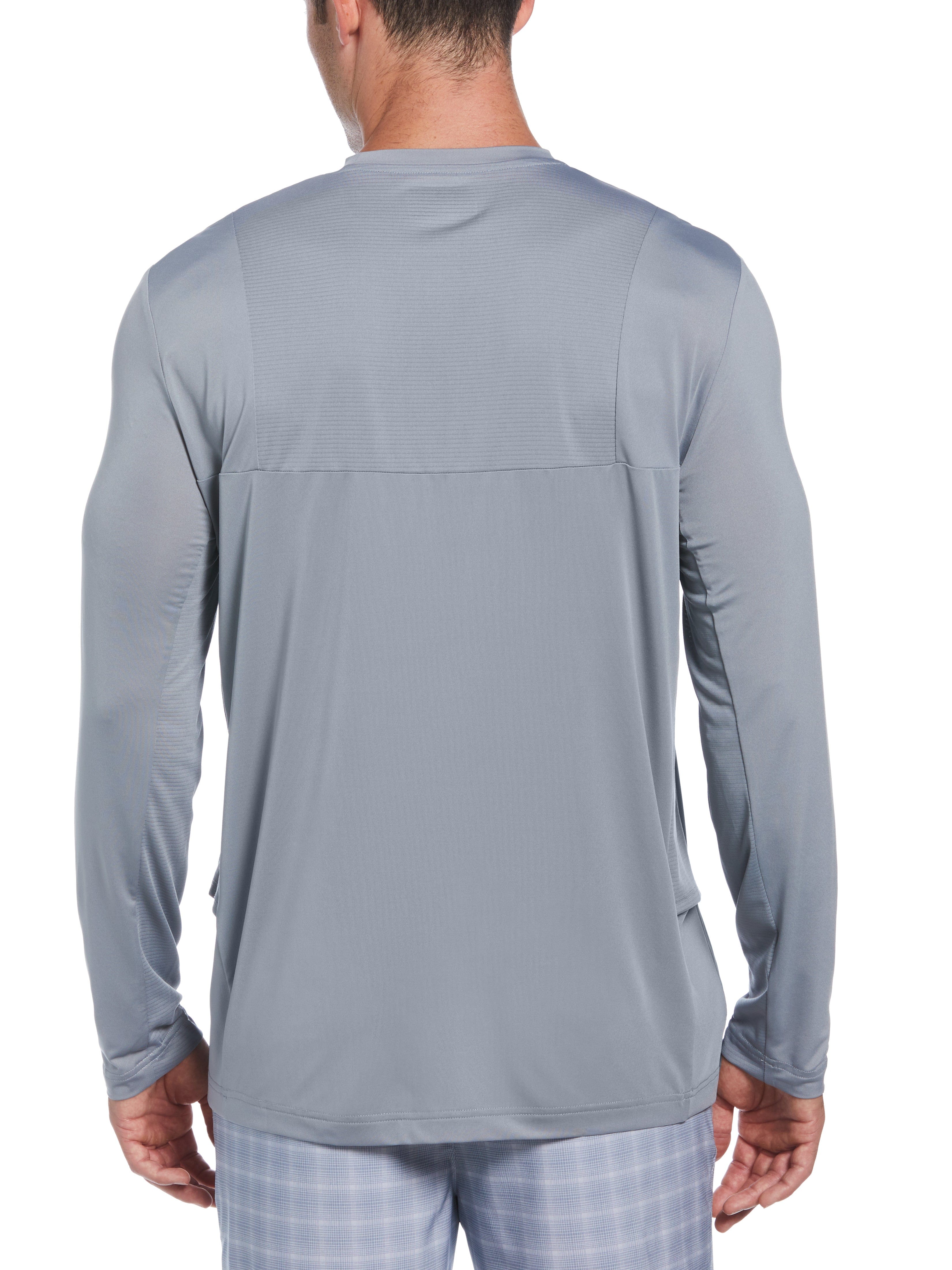 PGA TOUR Men's Stunning Mixed Media Golf Sun - Protection Crew Neck Shirt