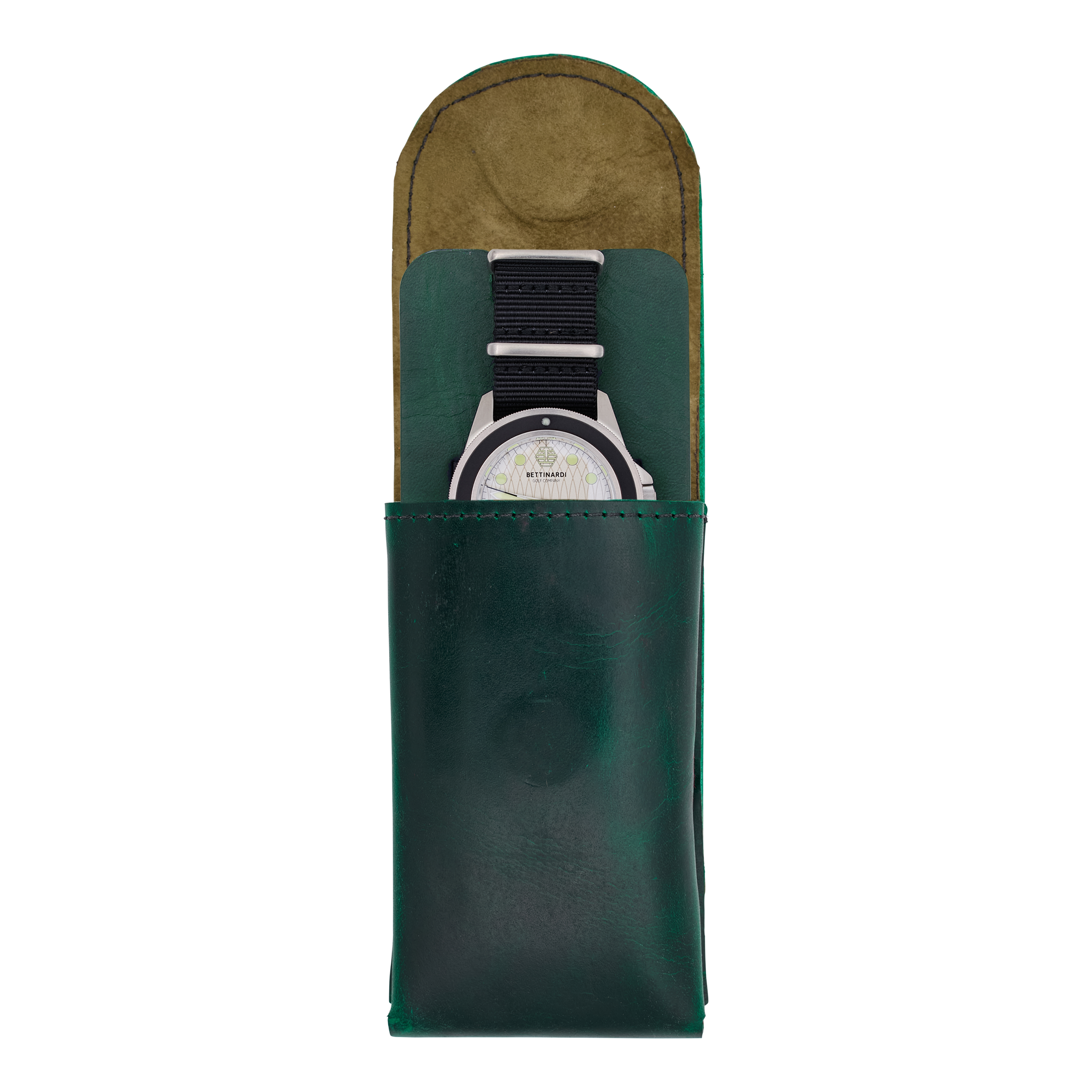 Bettinardi's Stunning Genuine Leather Verde Watch Pouch - A Must-Have!