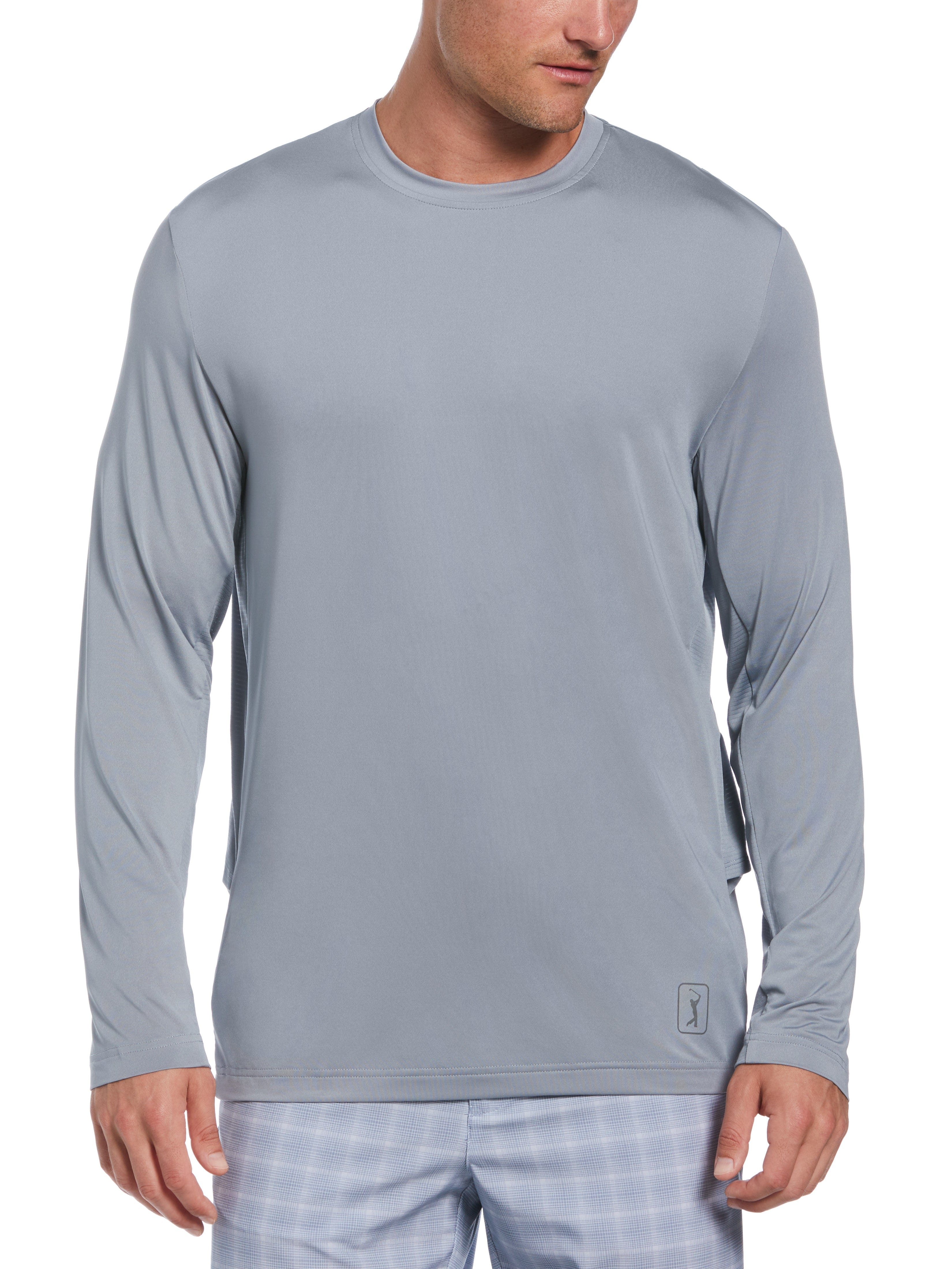 PGA TOUR Men's Stunning Mixed Media Golf Sun - Protection Crew Neck Shirt