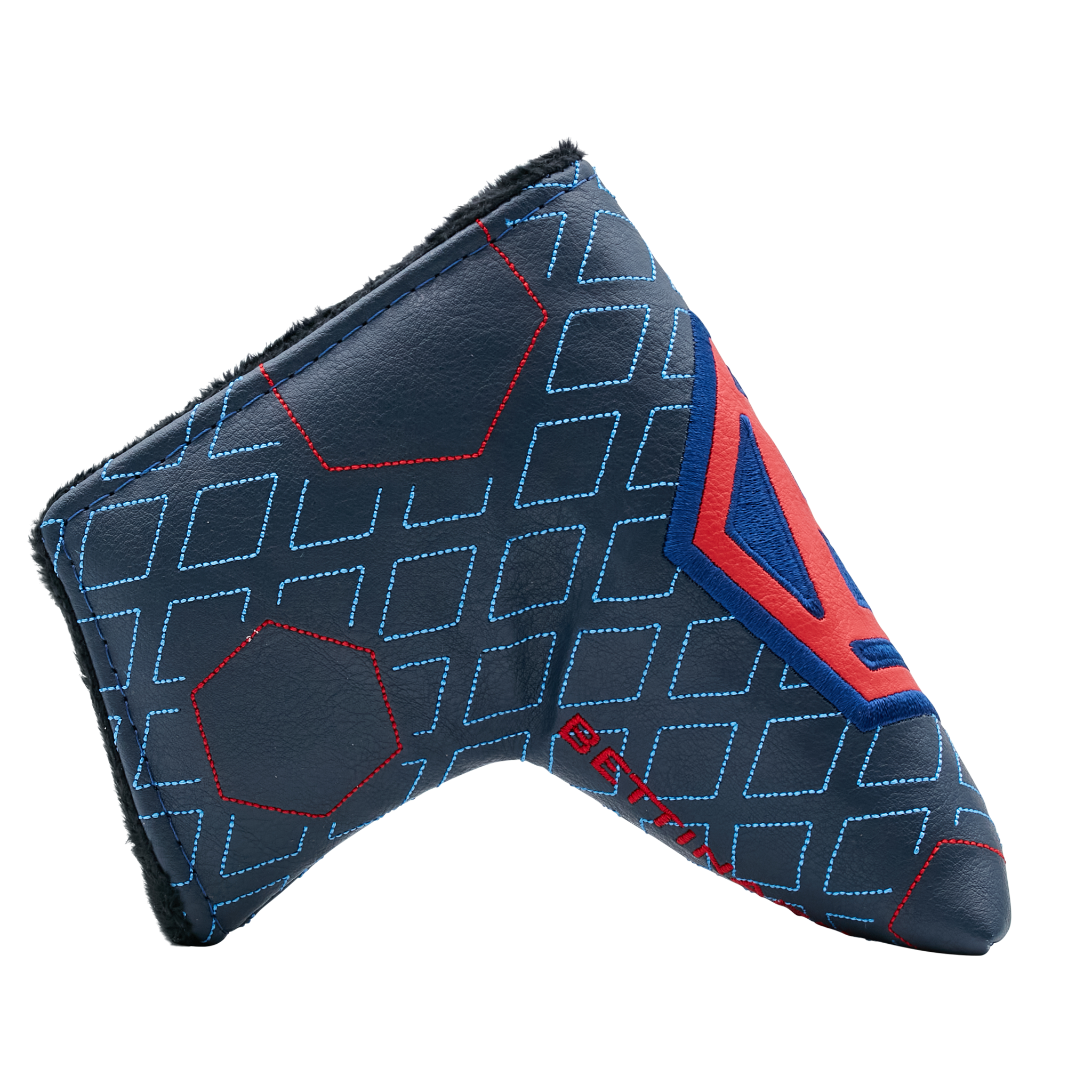 Stunning Crimson & Navy Blue Diamond Face Hex B Blade Putter Headcover - A Must - Have!