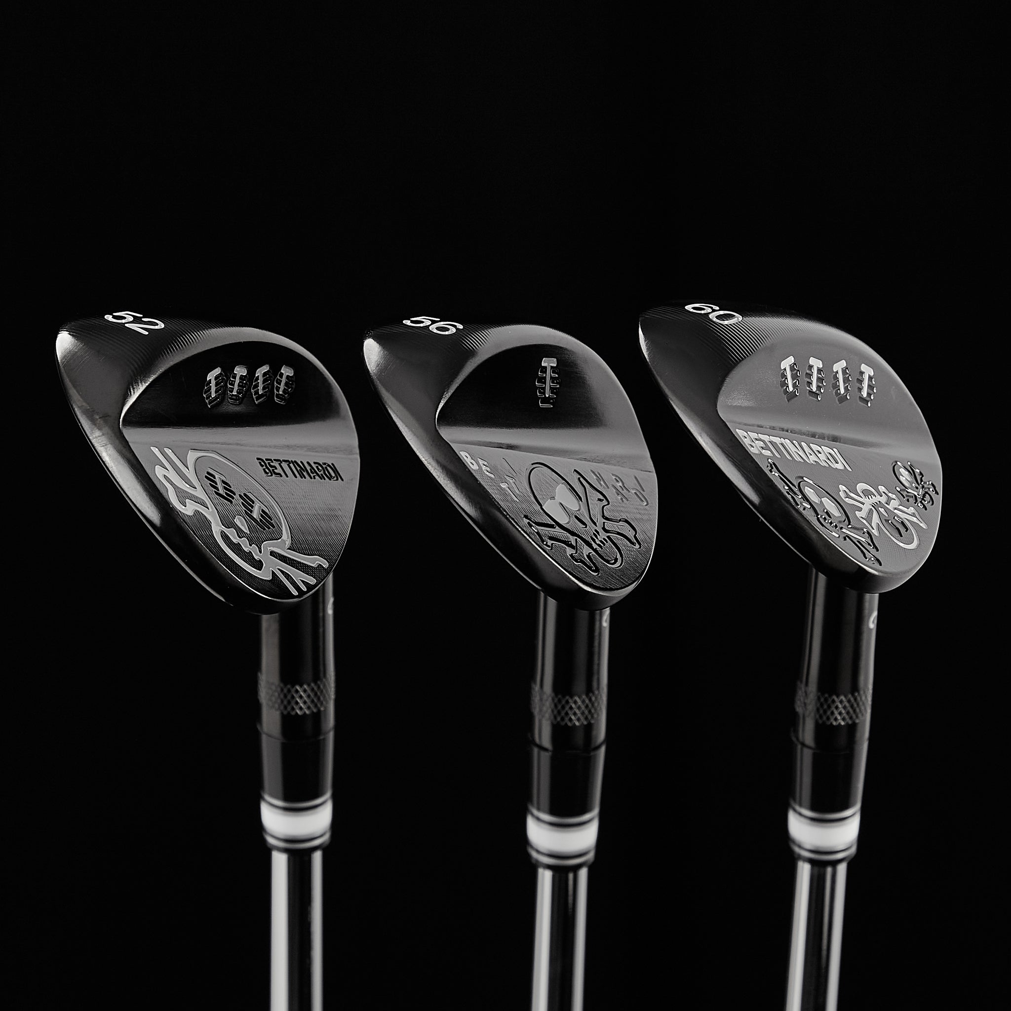 Skull & Bones Black PVD Wedges: Exclusive Custom Set (52, 56, 60 Degrees)