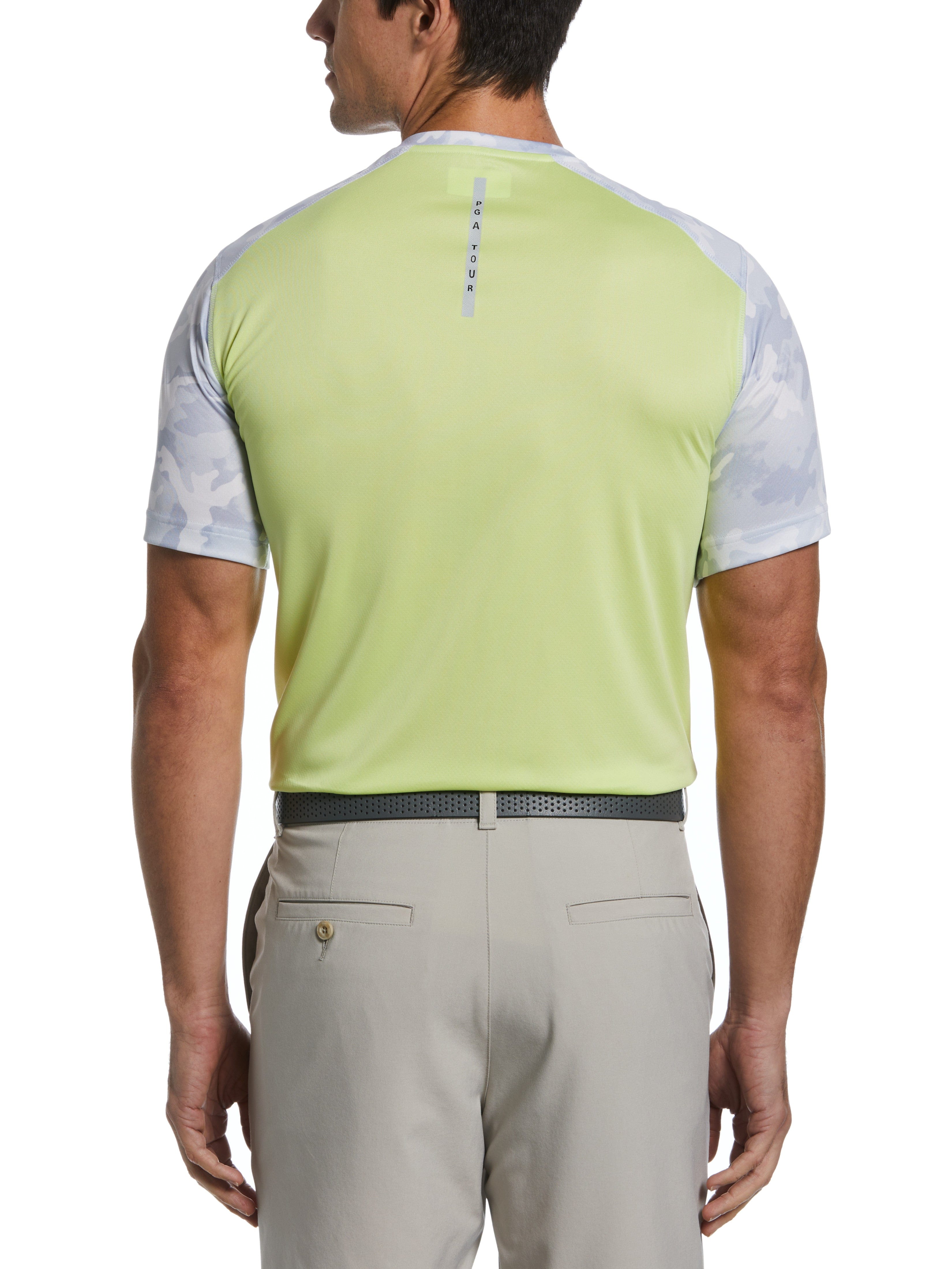 PGA TOUR Men's Camo-Printed Golf Crew Neck Shirt - Stay Cool and Stylish!