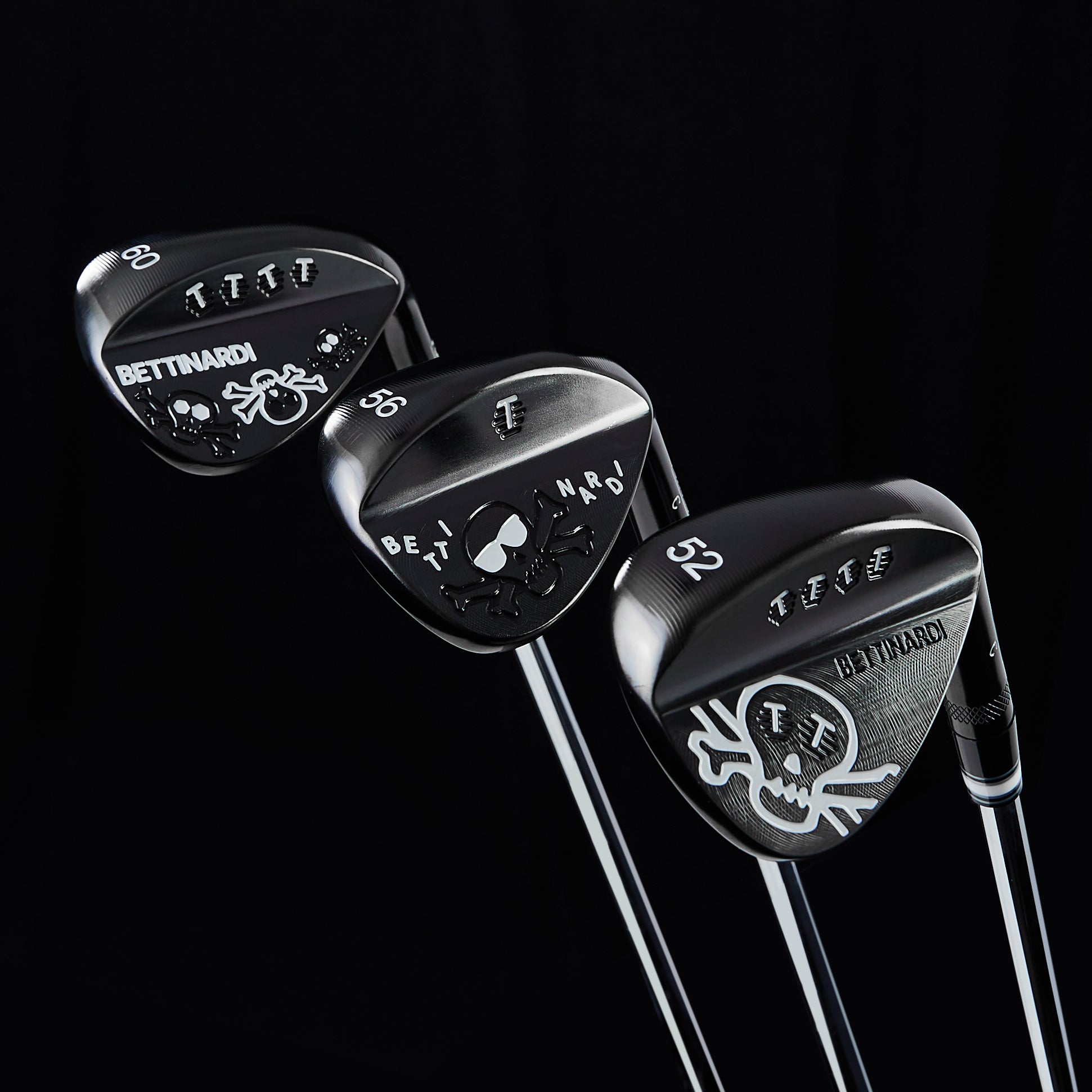 Skull & Bones Black PVD Wedges: Exclusive Custom Set (52, 56, 60 Degrees)