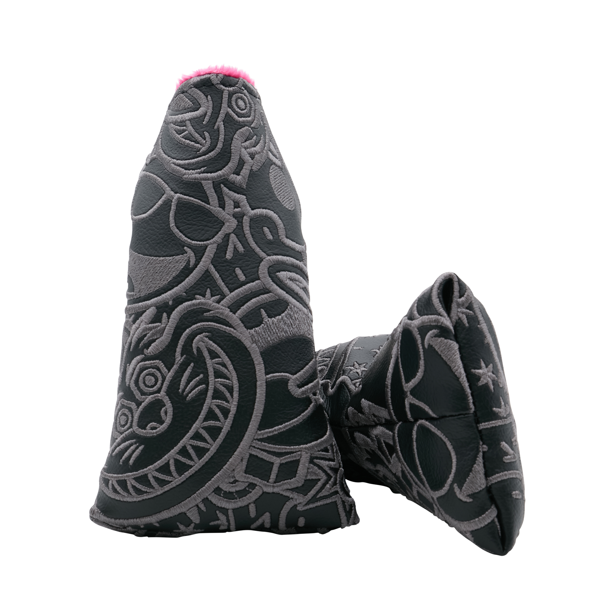 Stunning Blackout Multi-Icon Blade Putter Headcover with Vibrant Pink Interior